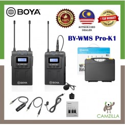 BOYA by-WM8 Pro-K1 UHF Wireless Microphone System 48 Channels Mono/Stereo Mode LCD Display 100M Effective Range for Canon Nikon Sony DSLR Cameras Camcorders